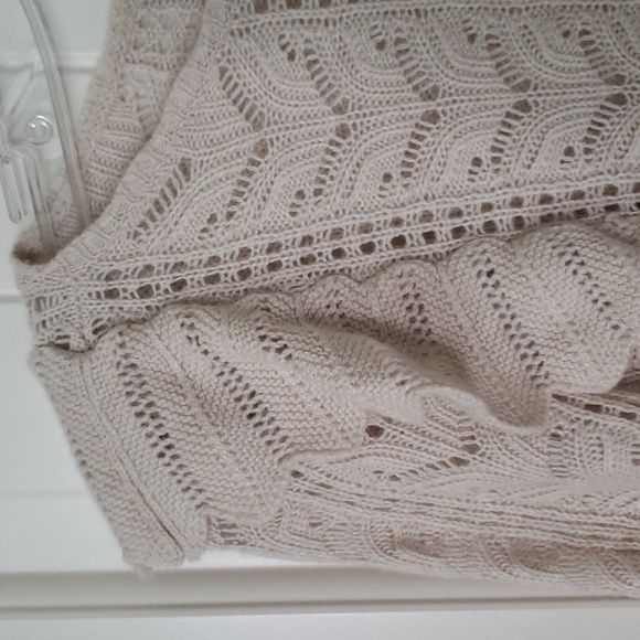 Rachel Parcell Pointelle Open Knit Ruffle Sweater Wool Alpaca Blend Size S - Picture 7 of 10